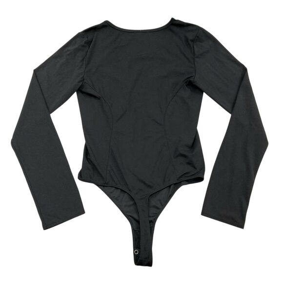 Free People Intimately  Bodysuit Womens Medium Black Long Sleeve V-Neck Comfort - Picture 5 of 11
